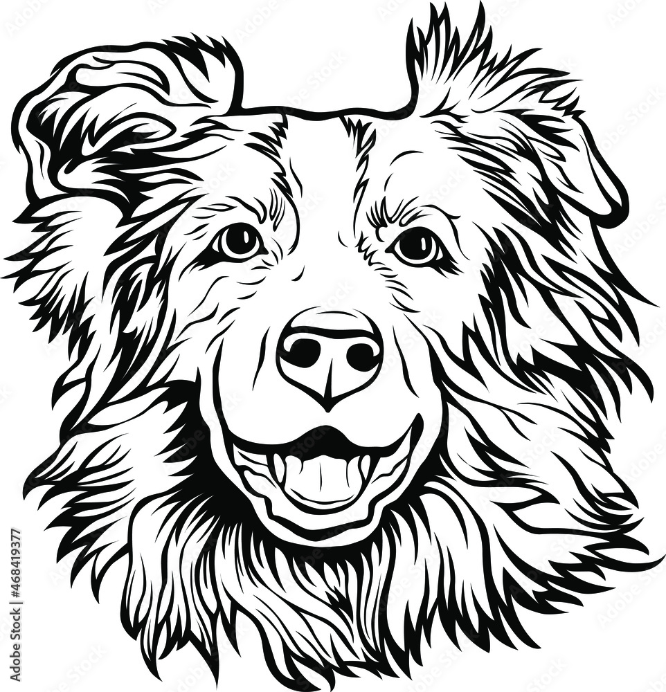 Black and white hand drawn face of dog. Vector illustration mascot art Black and white hand drawn face of dog. Vector illustration mascot art