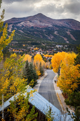 Vertical shot of Breckenridge, Colorado in the fall. photo