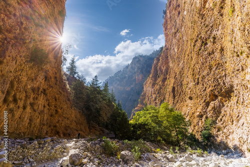 Landscape with Samaria Gorge canyon, Crete island, Greece photo