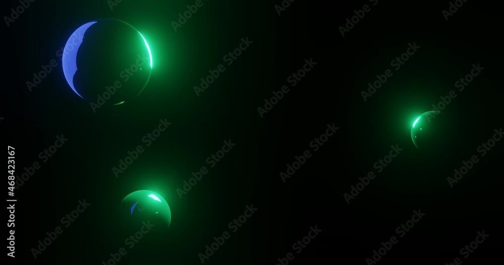 3d render with balls in green and blue light 3d render with balls in green and blue light