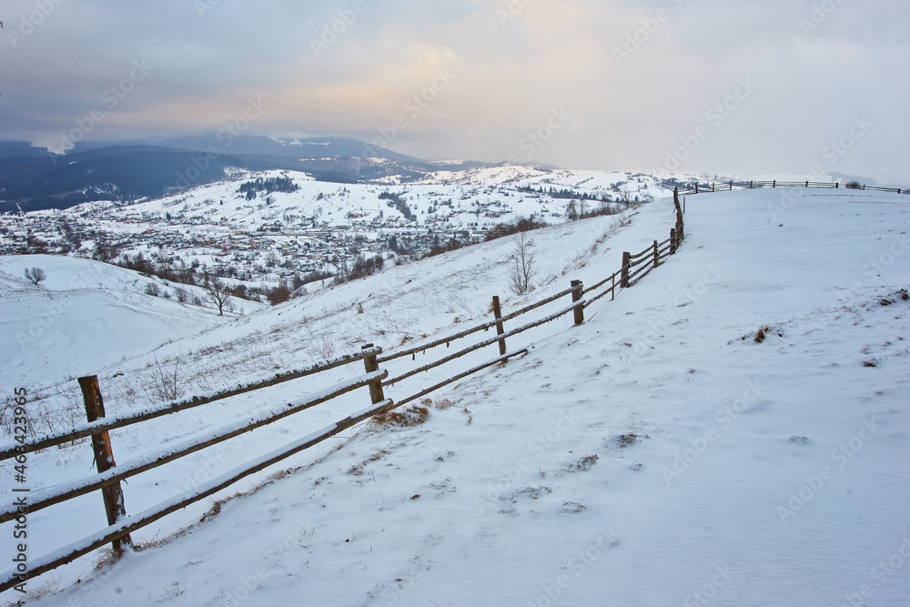 winter view of the city in the carpathians winter view of the city in the carpathians