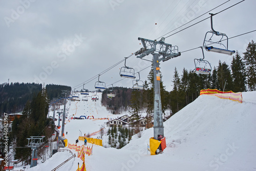 Beautiful view of Carpathian mountain ski resort