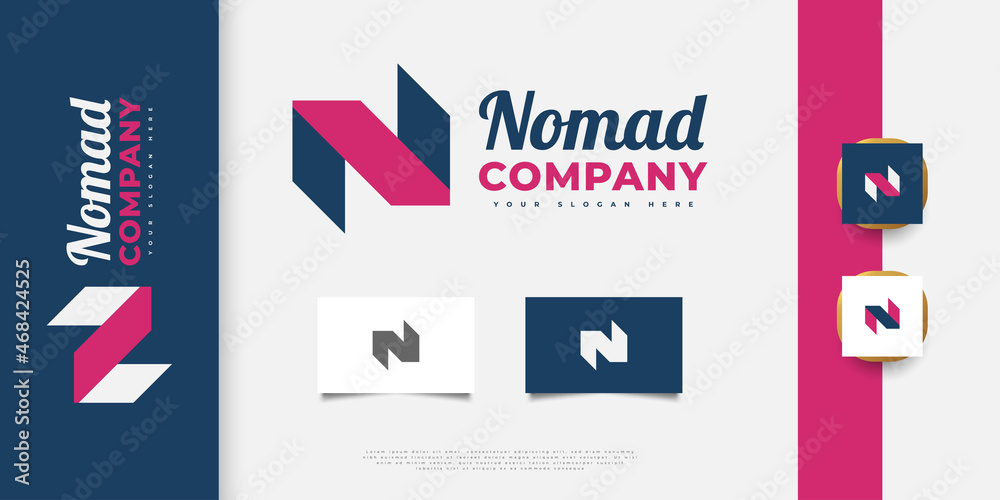 Abstract and Minimalist Letter N Logo Design in Blue and Purple. Graphic Alphabet Symbol for Corporate Business Identity Abstract and Minimalist Letter N Logo Design in Blue and Purple. Graphic Alphabet Symbol for Corporate Business Identity