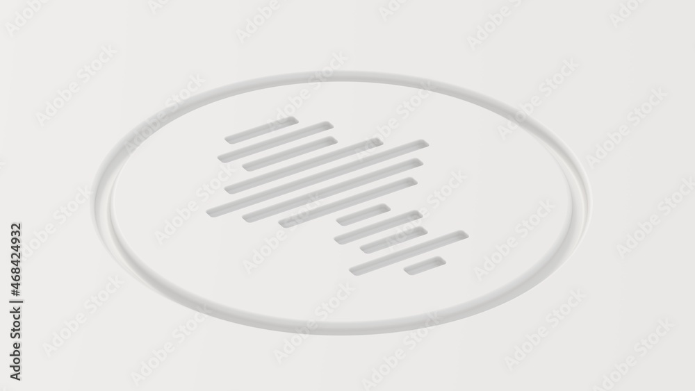 Bottom perspective of a musical or voice sound wave in a circle on a whitish surface. Bottom perspective of a musical or voice sound wave in a circle on a whitish surface.
