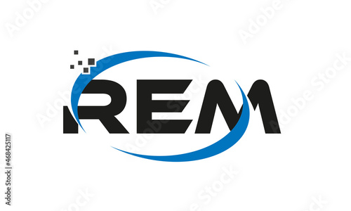 dots or points letter REM technology logo designs concept vector Template Element