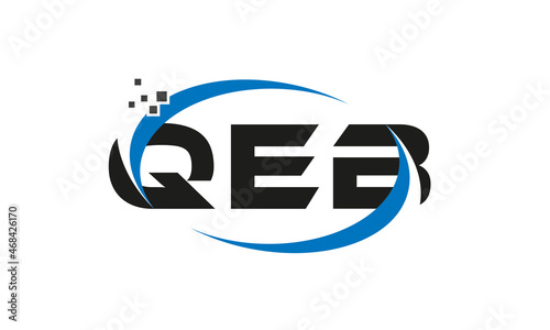 dots or points letter QEB technology logo designs concept vector Template Element