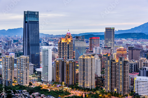 Night view of buildings in Xinyi District, Taipei, Taiwan.
