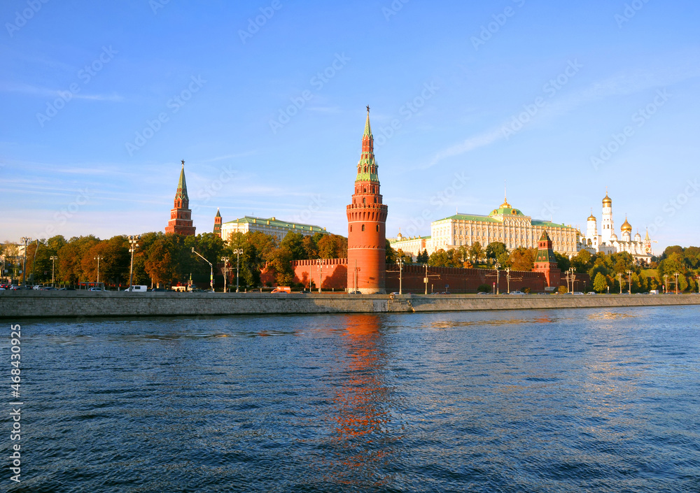 River Moscow and the Moscow Kremlin. Russia
