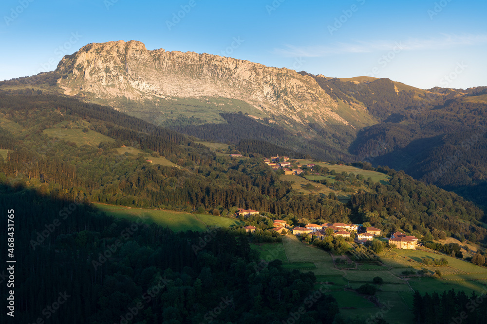Itxina mountain at sunset. Orozko, Basque Country