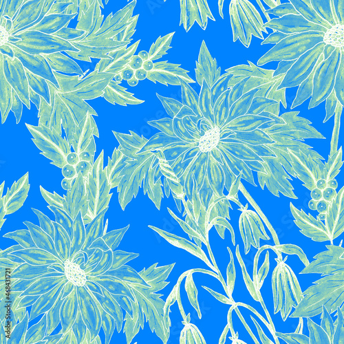 Wallpaper Mural Watercolor seamless pattern with floral bouquets. Vintage botanical illustration. Elegant decoration for any kind of a design. Fashion print with colorful abstract flowers. Watercolor texture.	 Torontodigital.ca