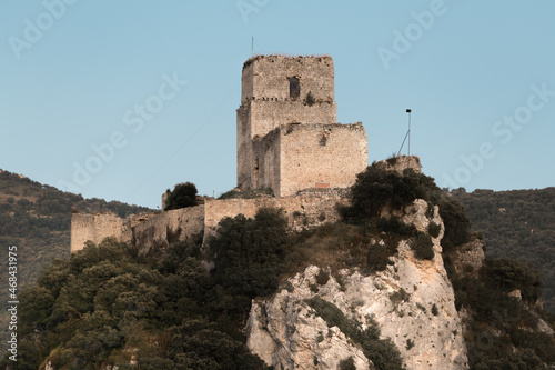 Castle of Ocio, ruins of a medieval castle of Kingdom of Navarre in Inglares Valley, Alava in Spain photo