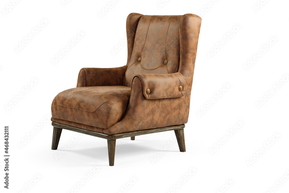 armchair isolated on a white background . corner view armchair isolated on a white background . corner view