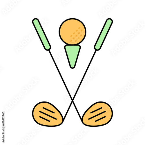 Golf sport putter and tee ball icon
