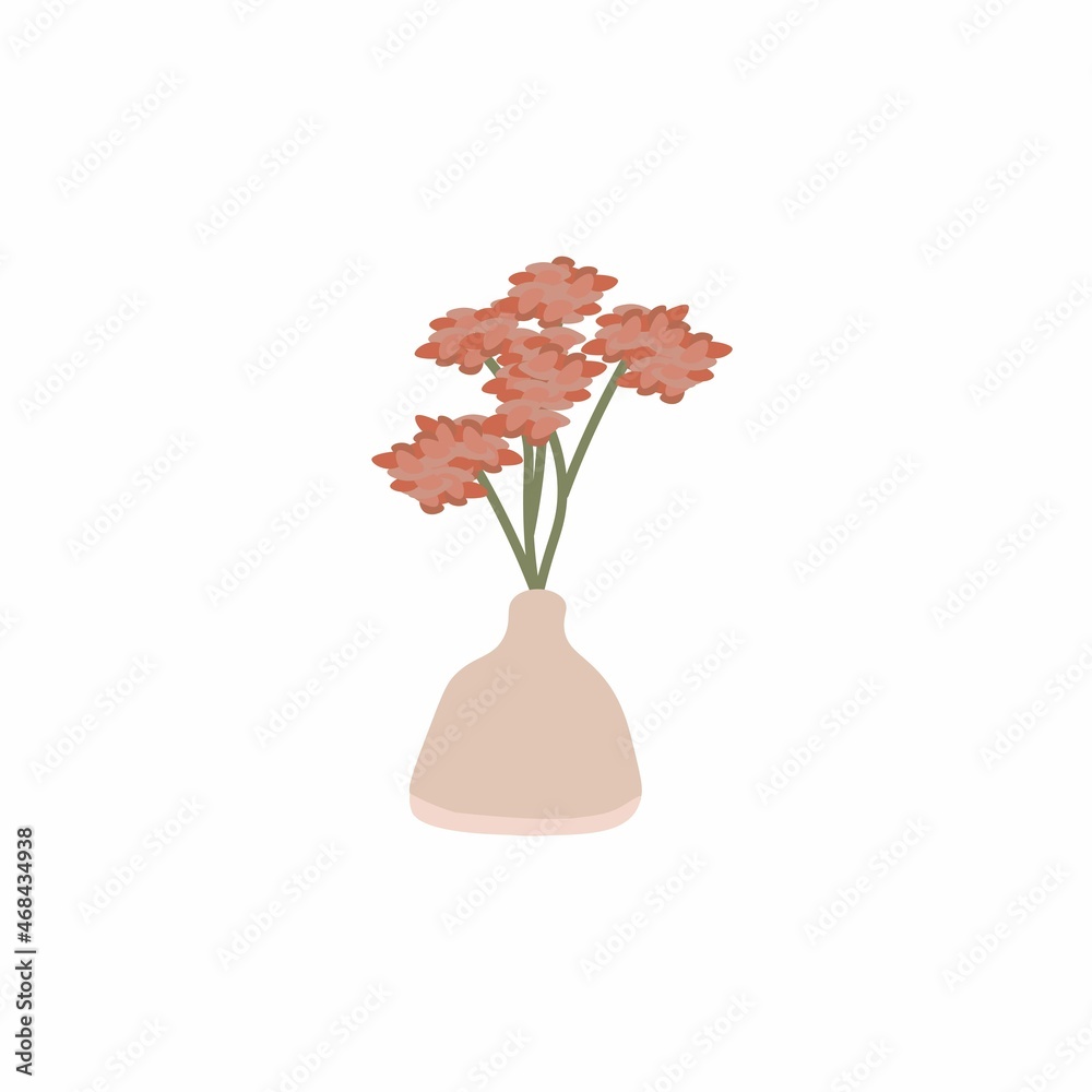 Obraz premium Wildflowers in vase. Modern interior decor. Cartoon vector illustration