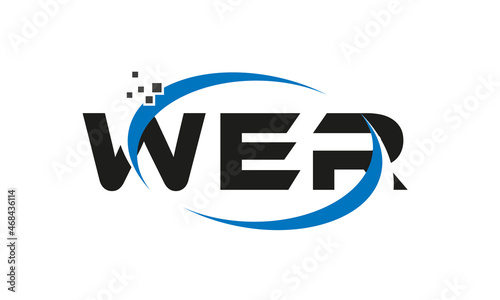 dots or points letter WER technology logo designs concept vector Template Element