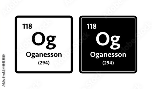 Oganesson symbol. Chemical element of the periodic table. Vector stock illustration