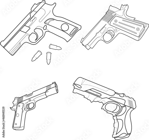 vector image of different types of guns.