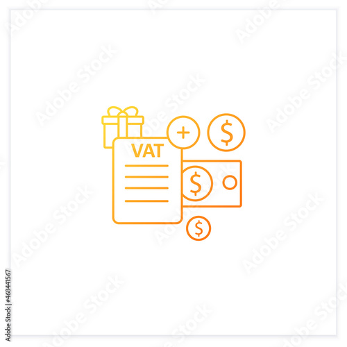 Value added tax gradient icon.Indirect tax,goods price. Paid by buyer. Universal basic income concept.Isolated vector illustration.Suitable to banners, mobile apps and presentation