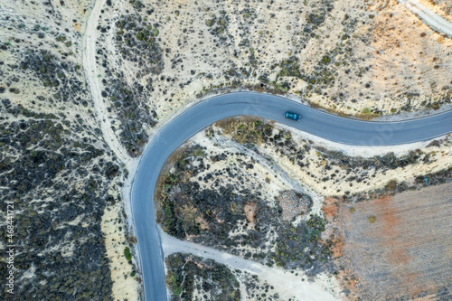 Overhead photo of a stretch of road in Ugijar in southern Spain