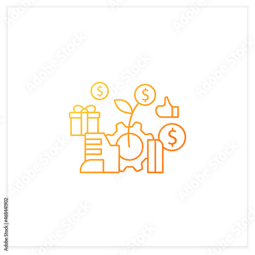 Economic expansion gradient icon.Increase in economic level activity. Rise in GDP. Universal basic income concept.Isolated vector illustration.Suitable to banners, mobile apps and presentation