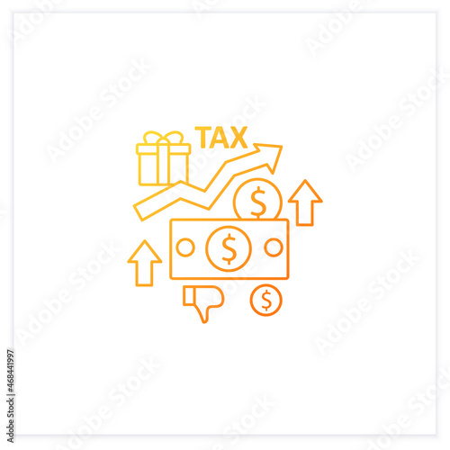 Higher taxes gradient icon. Higher percentage. Tax fee growth.Universal basic income concept.Isolated vector illustration.Suitable to banners, mobile apps and presentation