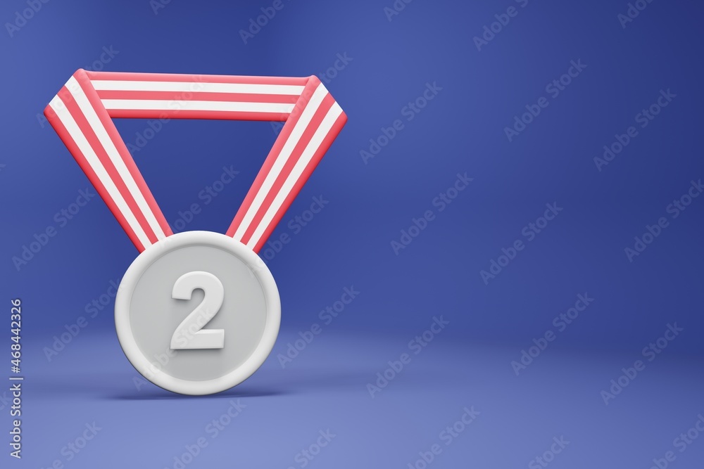 Medal Number 2 3D Illustration