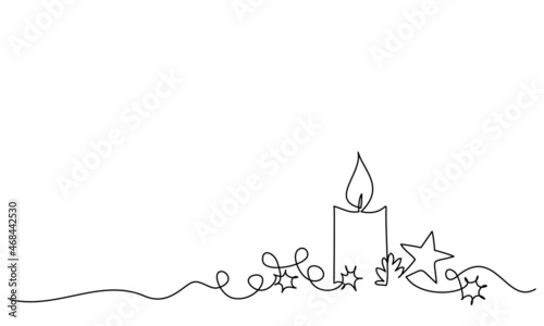 Merry Christmas decoration. Continuous one line drawing art