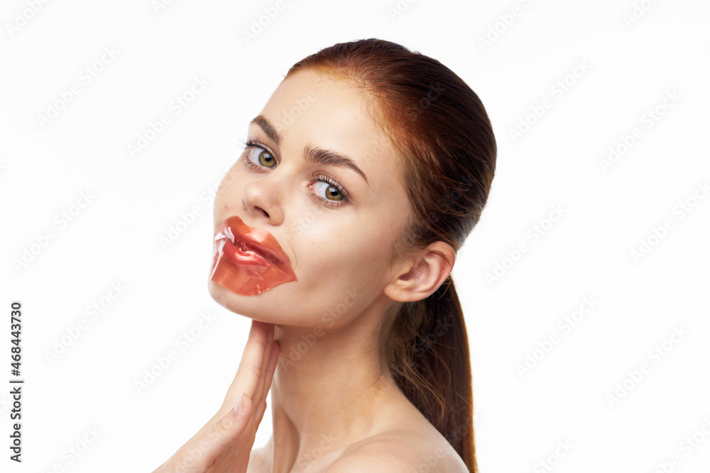 Cheerful Woman Bare Shoulders Patches Skin Care Cheerful Woman Bare Shoulders Patches Skin Care