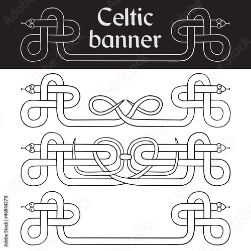 Banner in the Celtic style. Celtic banner with snake.