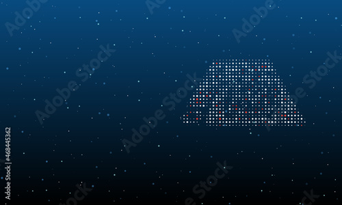 On the right is the printed circuit board symbol filled with white dots. Background pattern from dots and circles of different shades. Vector illustration on blue background with stars