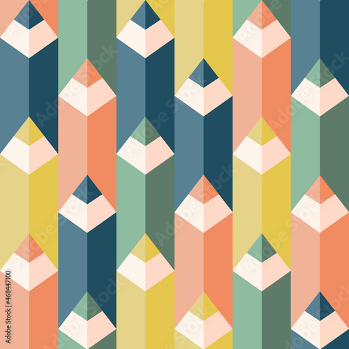 Seamless geometric pattern in a flat style with pencils. Vector design background.