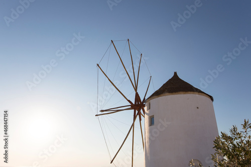 Traditional windmill in Oia on Santorini island, Greece
