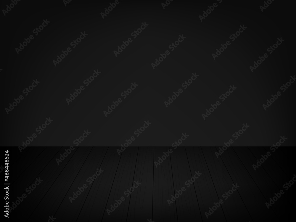 Black studio wall and floor background. Black background with light effects