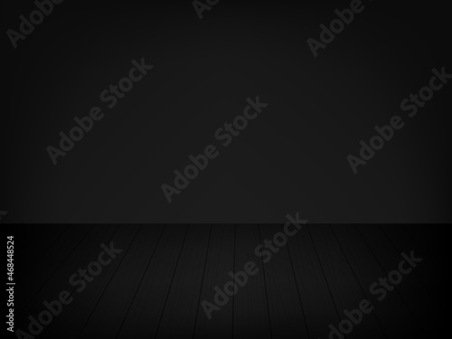 Black studio wall and floor background. Black background with light effects © SERHII