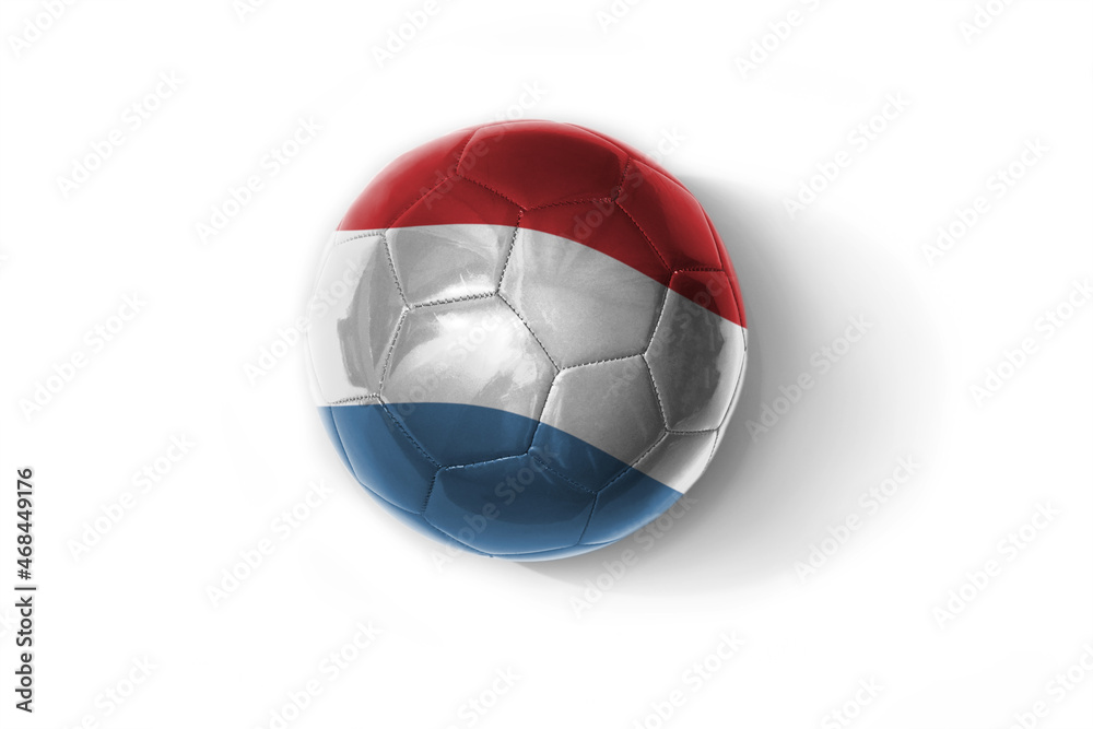 realistic football ball with colorfull national flag of luxembourg on the white background.