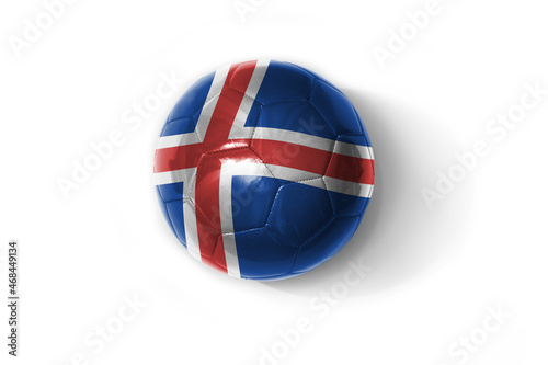 realistic football ball with colorfull national flag of iceland on the white background.