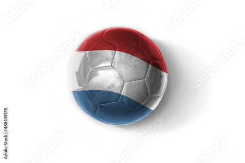realistic football ball with colorfull national flag of luxembourg on the white background.