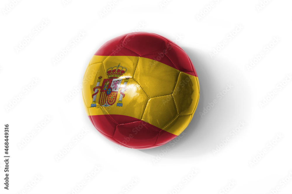 realistic football ball with colorfull national flag of spain on the white background.