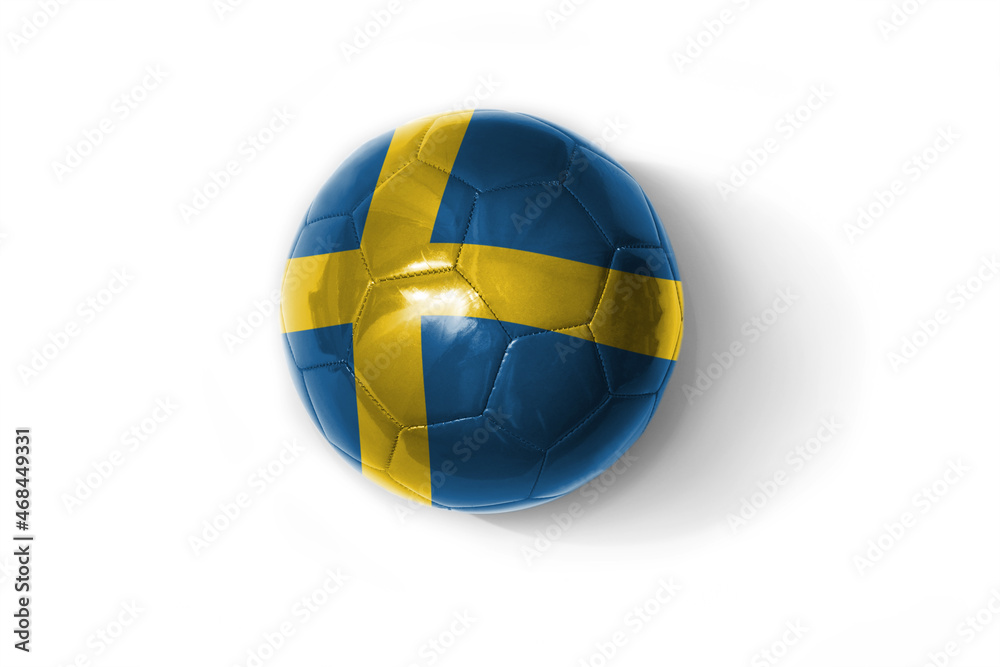 realistic football ball with colorfull national flag of sweden on the white background.
