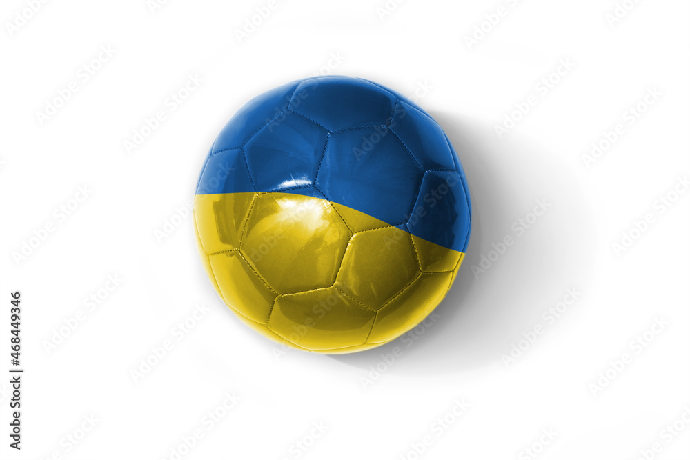 realistic football ball with colorfull national flag of ukraine on the white background.
