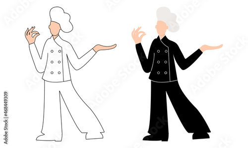 Wallpaper Mural Professional chef set in action pose. Presentation in various colors. Hand drawn Vector illustration. Torontodigital.ca