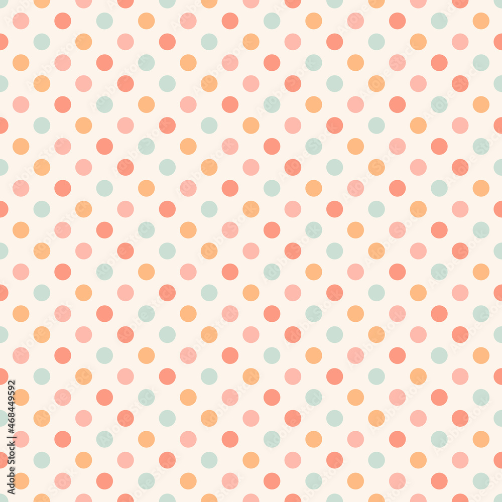 Seamless pattern in polka dot style in gentle light colors. Vector design background.