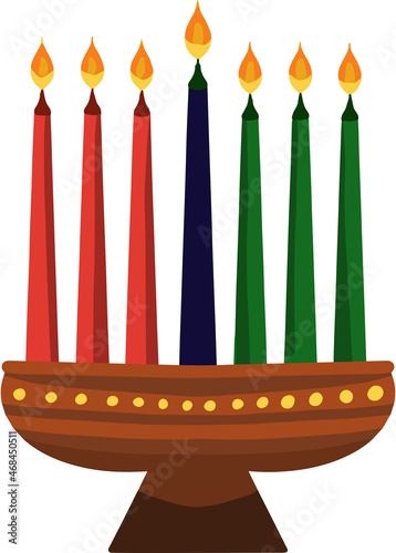 Kwanzaa Kinara and seven candles called mishumaa saba for Kwanzaa. Vector illustration. photo