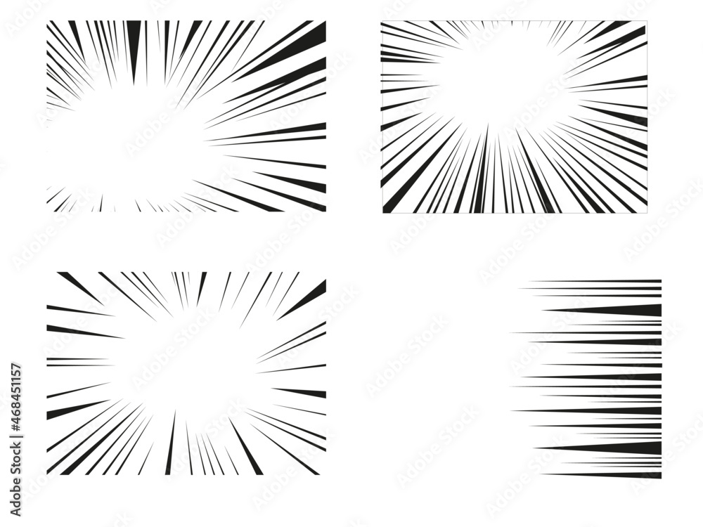 Fototapeta premium Manga effect, line of movement. Black and white retro illustration.