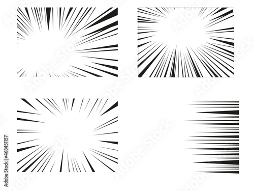 Manga effect, line of movement. Black and white retro illustration.