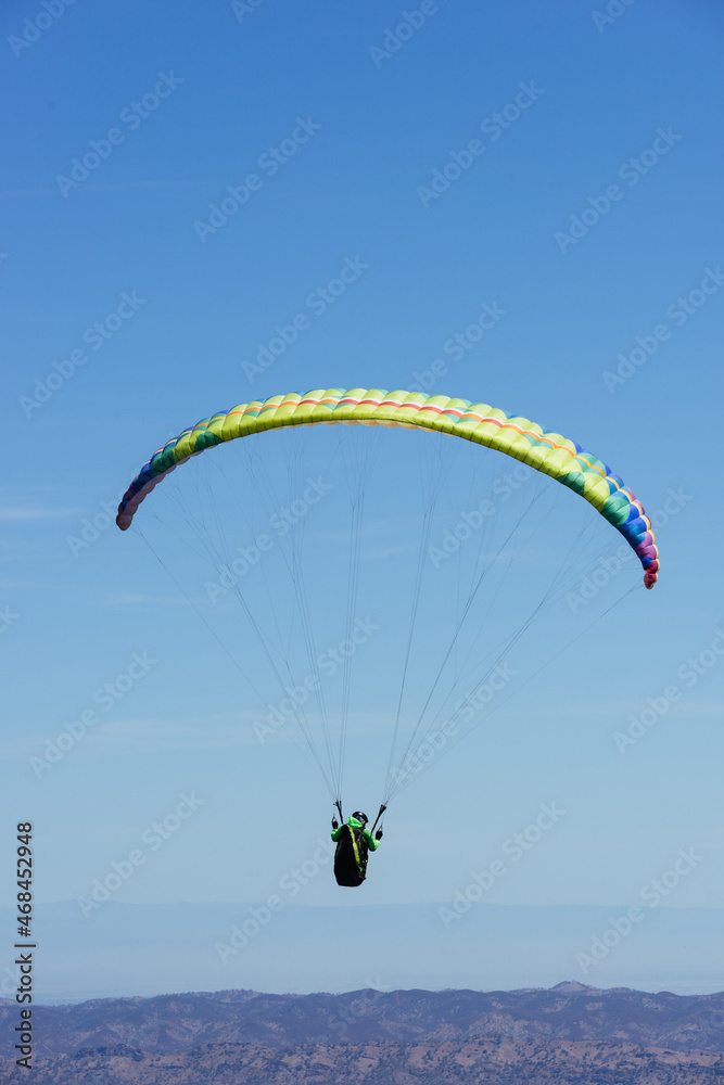 Paragliding Pilot Flying a Paraglider Paragliding Pilot Flying a Paraglider