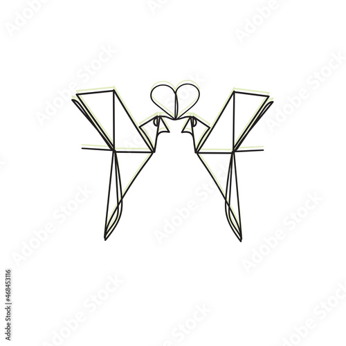 origami bird illustration icon vector continuous line