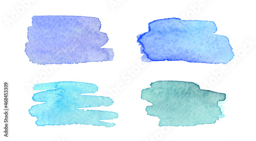Blue watercolor stains isolated on white background. Vector image.