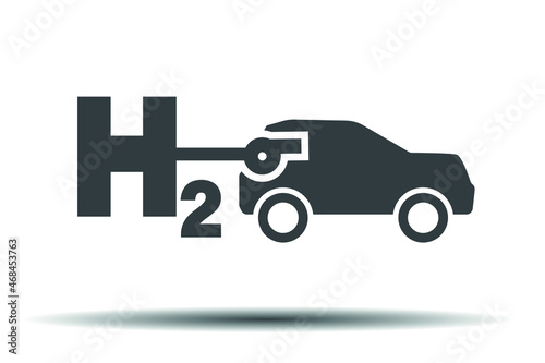 Automotive hydrogen station, fuel cell icon, hydrogen refueling car vector