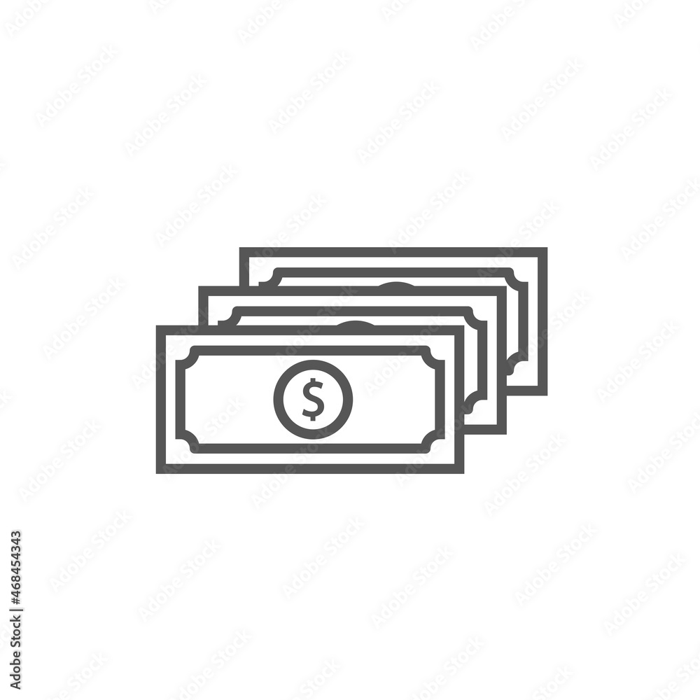 Money icon isolated on white background. Trendy money icon in flat style. Template for app, ui and logo, vector illustration, eps 10 Money icon isolated on white background. Trendy money icon in flat style. Template for app, ui and logo, vector illustration, eps 10
